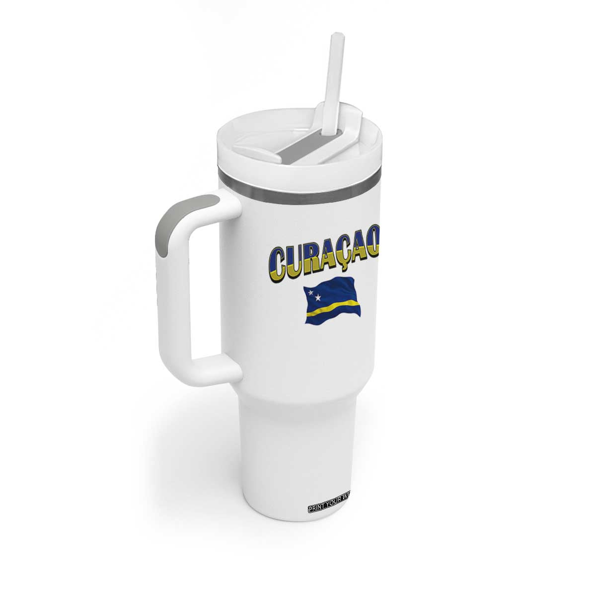 Vintage Curacao Flag Tumbler With Handle Dutch Caribbean Heritage Gift TS12 Print Your Wear