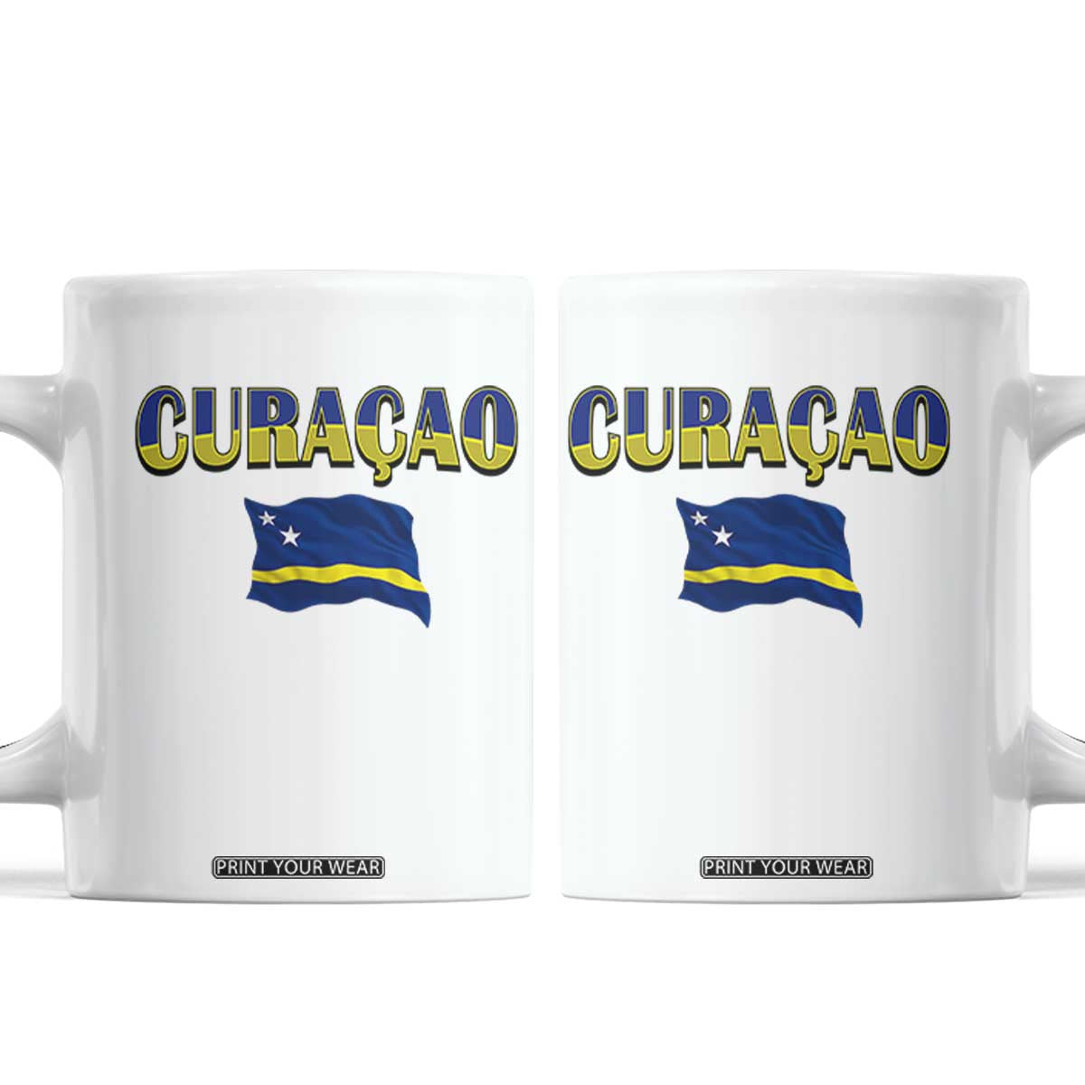 Vintage Curacao Flag Coffee Mug Dutch Caribbean Heritage Gift TS12 White Print Your Wear