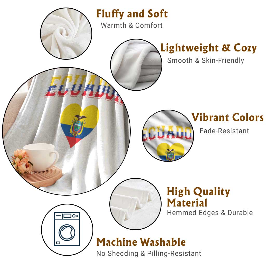 Vintage Ecuador Flag Heart Throw Blanket Proud Ecuadorian Heritage Gift TS12 Print Your Wear