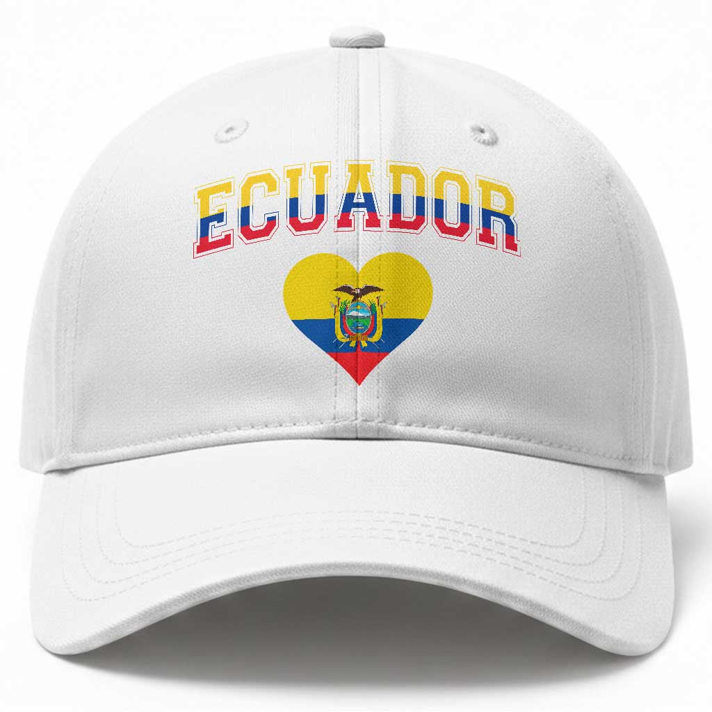 Vintage Ecuador Flag Heart Baseball Cap Proud Ecuadorian Heritage Gift TS12 Print Your Wear