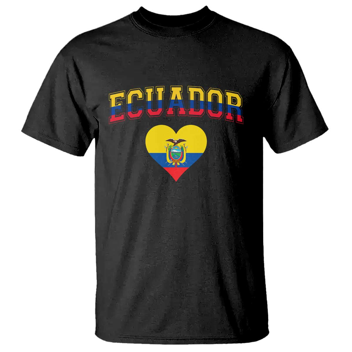 Vintage Ecuador Flag Heart T Shirt Proud Ecuadorian Heritage Gift TS12 Black Print Your Wear