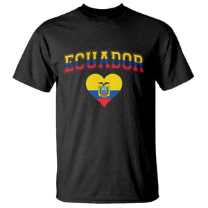 Vintage Ecuador Flag Heart T Shirt Proud Ecuadorian Heritage Gift TS12 Black Print Your Wear