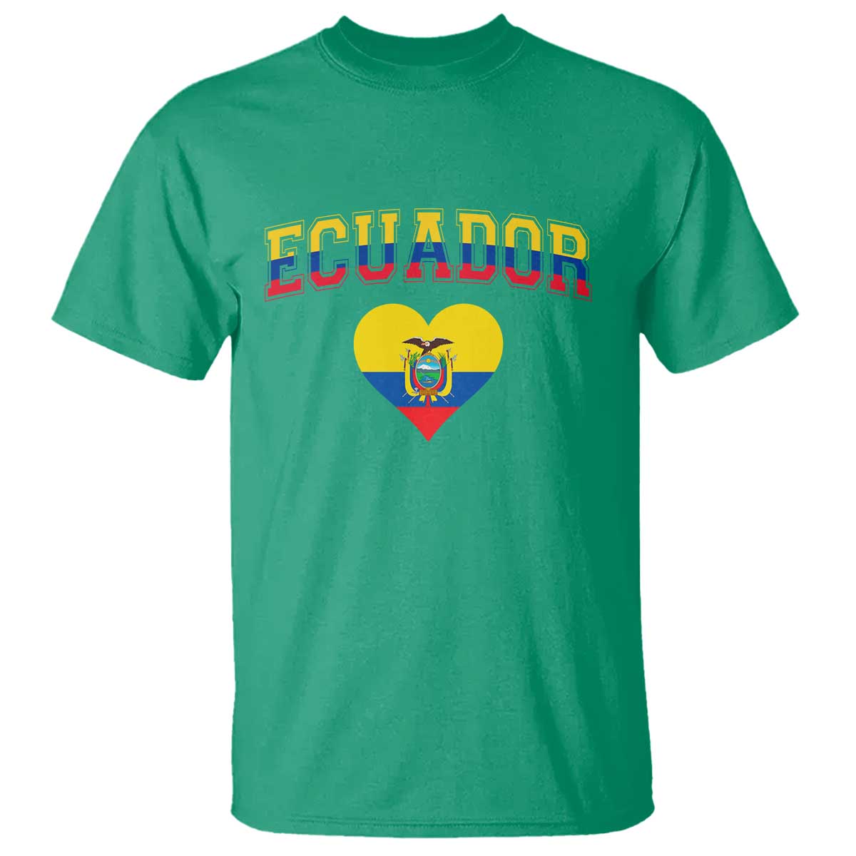 Vintage Ecuador Flag Heart T Shirt Proud Ecuadorian Heritage Gift TS12 Irish Green Print Your Wear