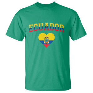 Vintage Ecuador Flag Heart T Shirt Proud Ecuadorian Heritage Gift TS12 Irish Green Print Your Wear