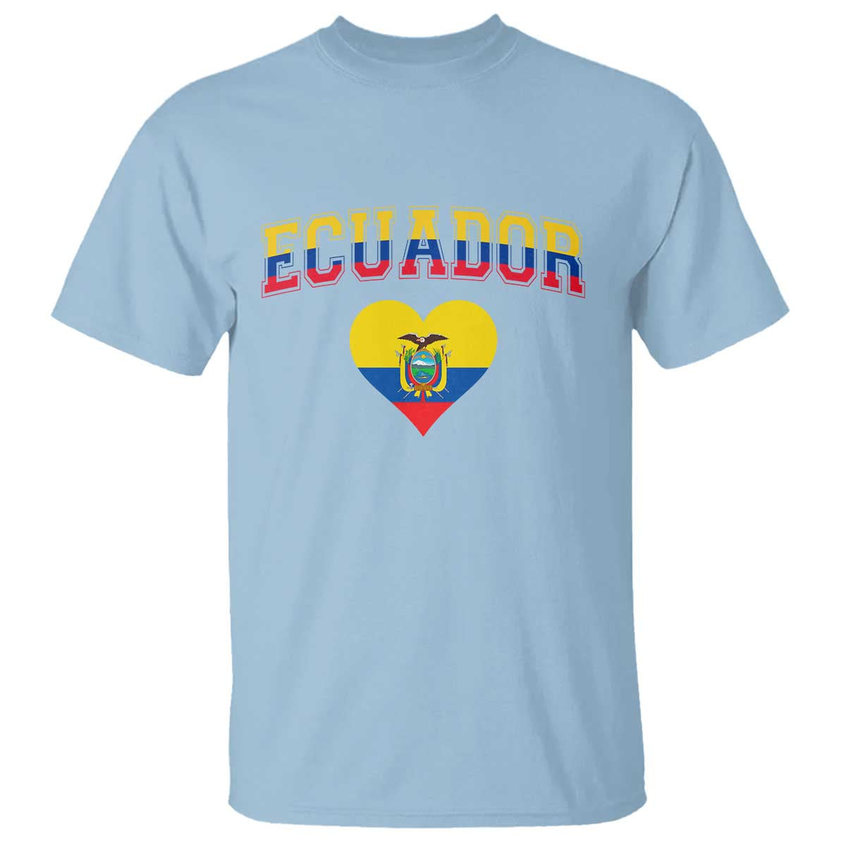 Vintage Ecuador Flag Heart T Shirt Proud Ecuadorian Heritage Gift TS12 Light Blue Print Your Wear