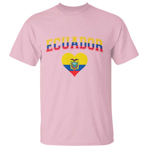 Vintage Ecuador Flag Heart T Shirt Proud Ecuadorian Heritage Gift TS12 Light Pink Print Your Wear
