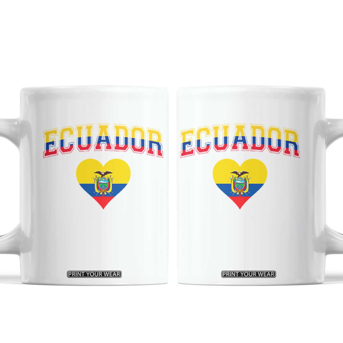 Vintage Ecuador Flag Heart Coffee Mug Proud Ecuadorian Heritage Gift TS12 White Print Your Wear