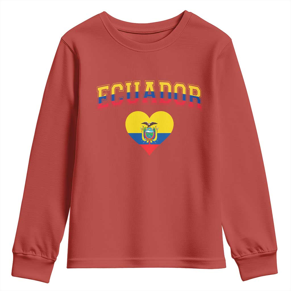 Vintage Ecuador Flag Heart Youth Sweatshirt Proud Ecuadorian Heritage Gift TS12 Red Print Your Wear