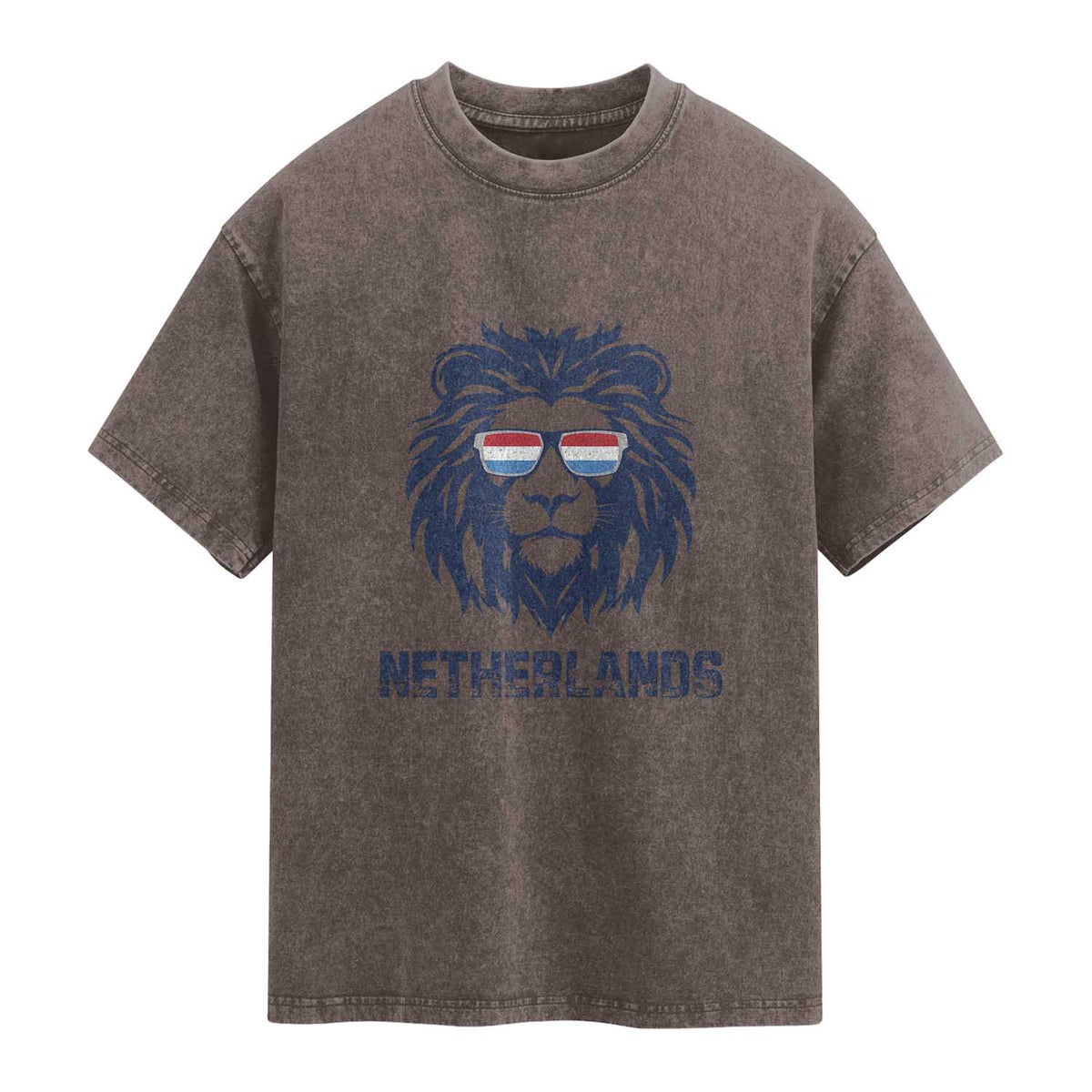 Cool Dutch Lion With Sunglasses Washed Cotton T-Shirt Netherlands Pride Gift