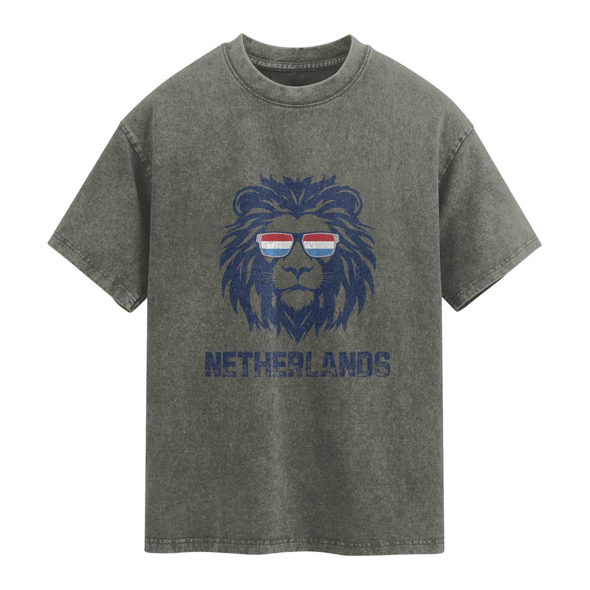 Cool Dutch Lion With Sunglasses Washed Cotton T-Shirt Netherlands Pride Gift