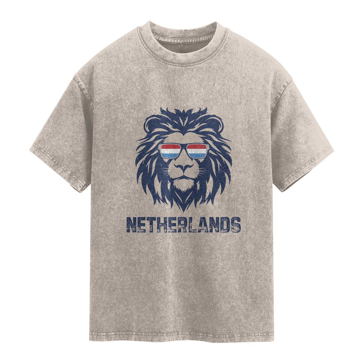 Cool Dutch Lion With Sunglasses Washed Cotton T-Shirt Netherlands Pride Gift