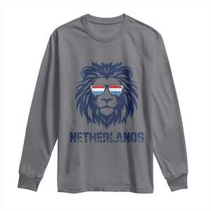 Cool Dutch Lion With Sunglasses Long Sleeve Shirt Netherlands Pride Gift TS12 Charcoal Print Your Wear
