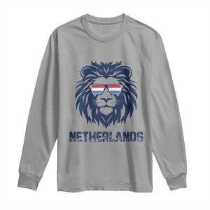 Cool Dutch Lion With Sunglasses Long Sleeve Shirt Netherlands Pride Gift TS12 Sport Gray Print Your Wear