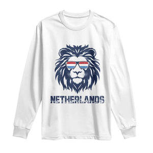 Cool Dutch Lion With Sunglasses Long Sleeve Shirt Netherlands Pride Gift TS12 White Print Your Wear