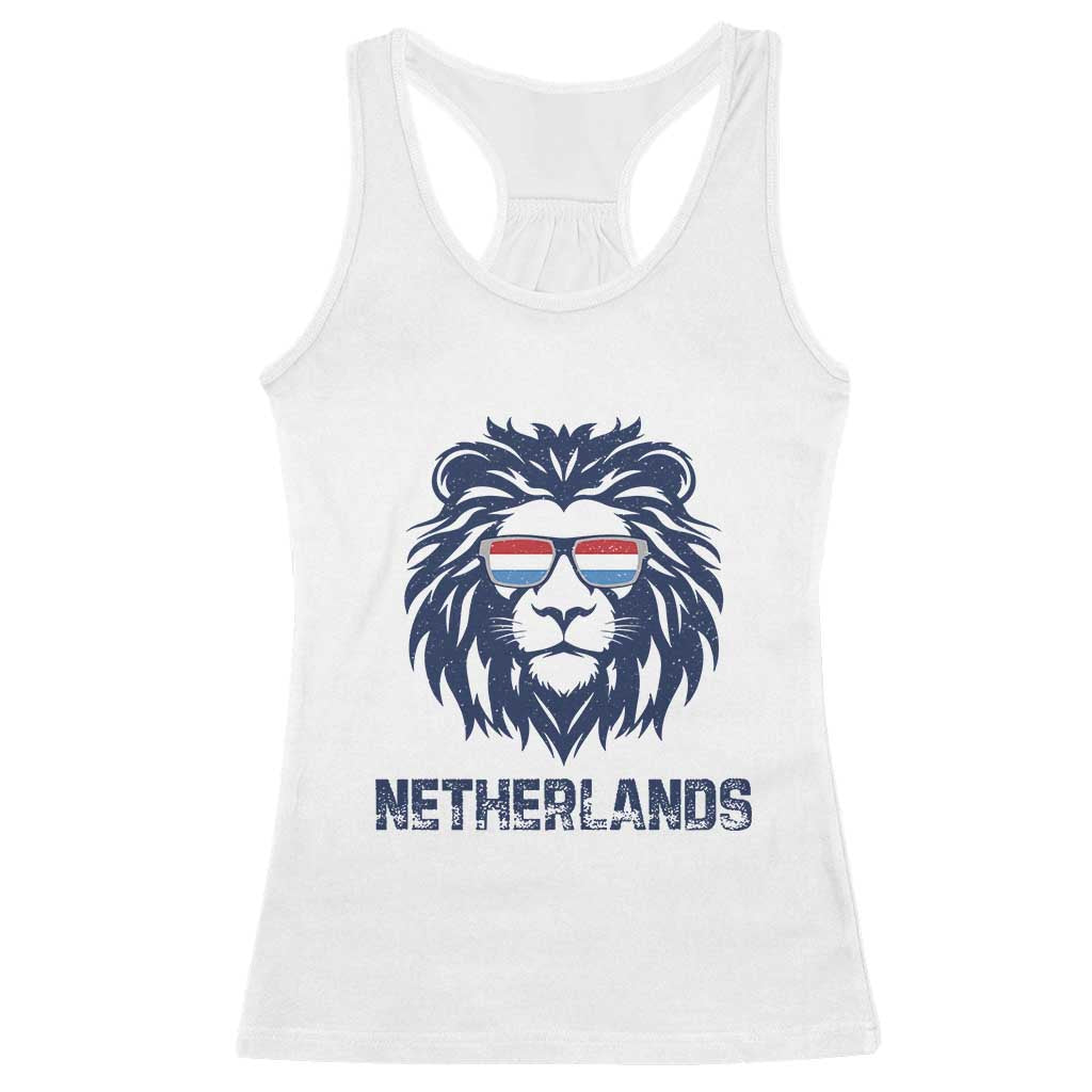 Cool Dutch Lion With Sunglasses Racerback Tank Top Netherlands Pride Gift TS12 White Print Your Wear