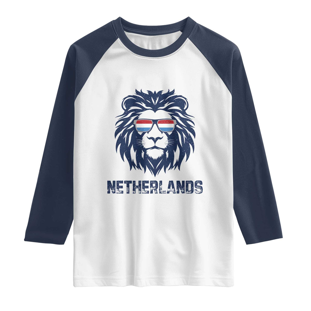 Cool Dutch Lion With Sunglasses Raglan Shirt Netherlands Pride Gift TS12 White Navy Print Your Wear