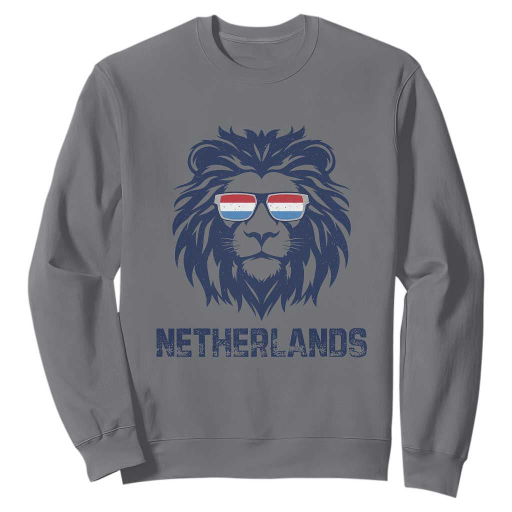Cool Dutch Lion With Sunglasses Sweatshirt Netherlands Pride Gift TS12 Charcoal Print Your Wear