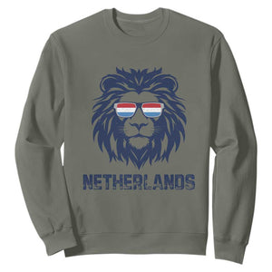 Cool Dutch Lion With Sunglasses Sweatshirt Netherlands Pride Gift TS12 Military Green Print Your Wear
