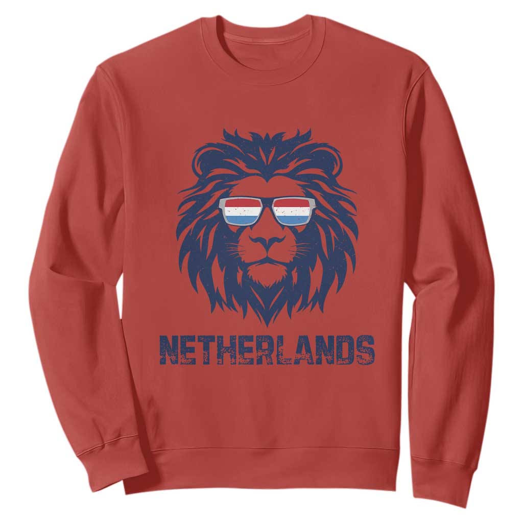 Cool Dutch Lion With Sunglasses Sweatshirt Netherlands Pride Gift TS12 Red Print Your Wear