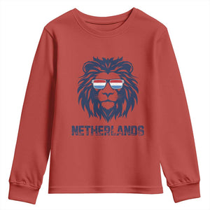 Cool Dutch Lion With Sunglasses Youth Sweatshirt Netherlands Pride Gift TS12 Red Print Your Wear