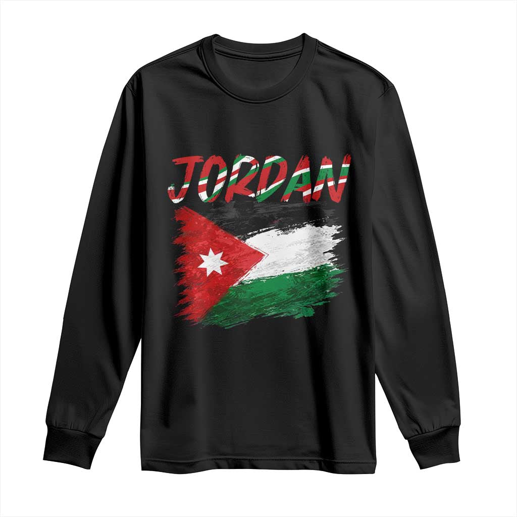 Vintage Jordan Pride Long Sleeve Shirt Proud Jordanian Roots Gift TS12 Black Print Your Wear