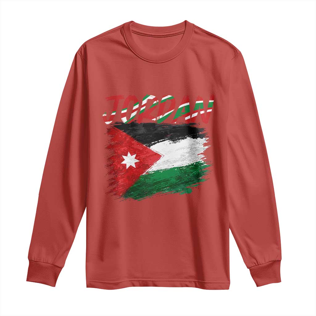 Vintage Jordan Pride Long Sleeve Shirt Proud Jordanian Roots Gift TS12 Red Print Your Wear