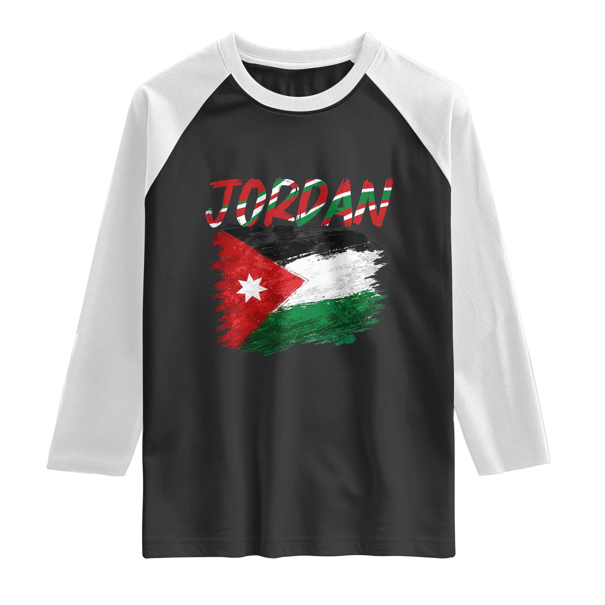 Vintage Jordan Pride Raglan Shirt Proud Jordanian Roots Gift TS12 Black White Print Your Wear
