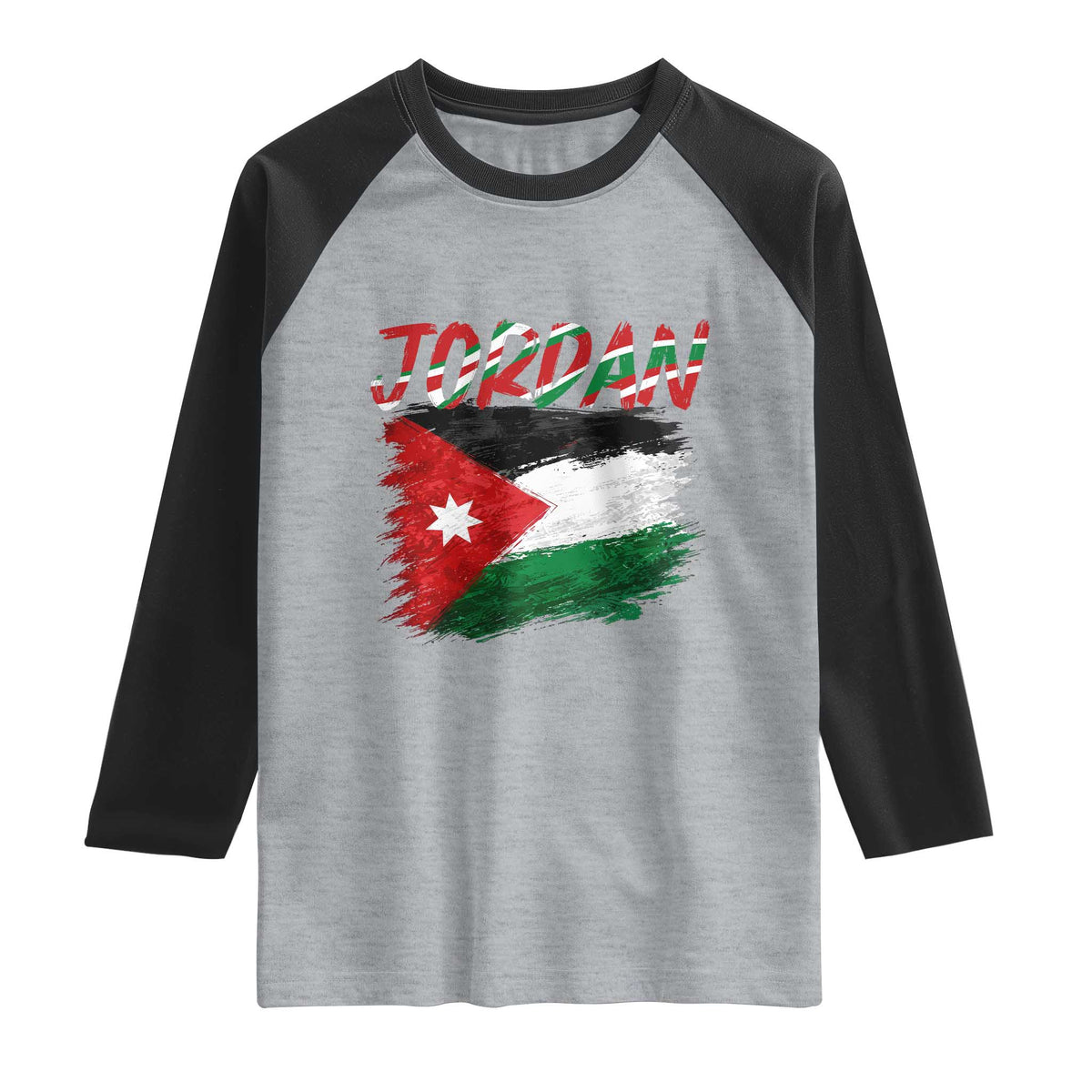 Vintage Jordan Pride Raglan Shirt Proud Jordanian Roots Gift TS12 Heather Gray Black Print Your Wear