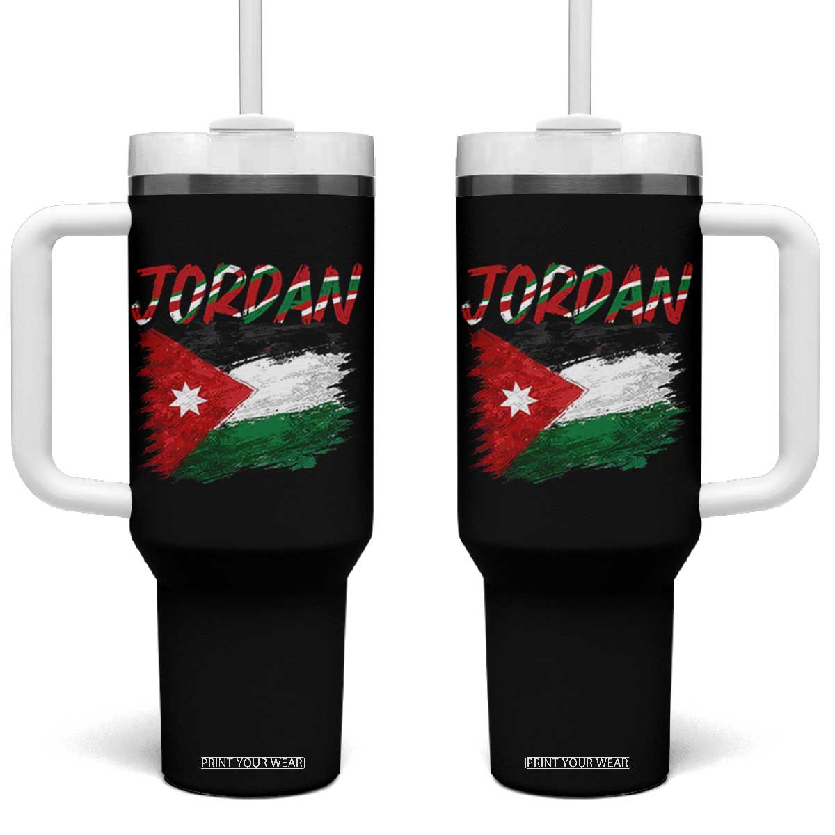 Vintage Jordan Pride Tumbler With Handle Proud Jordanian Roots Gift TS12 One Size: 40 oz Black Print Your Wear