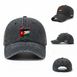 Vintage Jordan Pride Washed Cotton Baseball Cap Proud Jordanian Roots Gift TS12 Washed Cap Universal Fit Dark Gray Print Your Wear