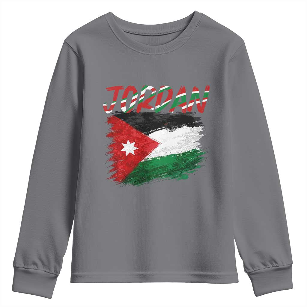 Vintage Jordan Pride Youth Sweatshirt Proud Jordanian Roots Gift TS12 Charcoal Print Your Wear
