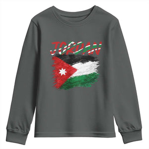 Vintage Jordan Pride Youth Sweatshirt Proud Jordanian Roots Gift TS12 Dark Heather Print Your Wear