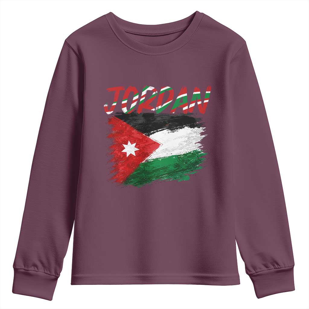Vintage Jordan Pride Youth Sweatshirt Proud Jordanian Roots Gift TS12 Maroon Print Your Wear