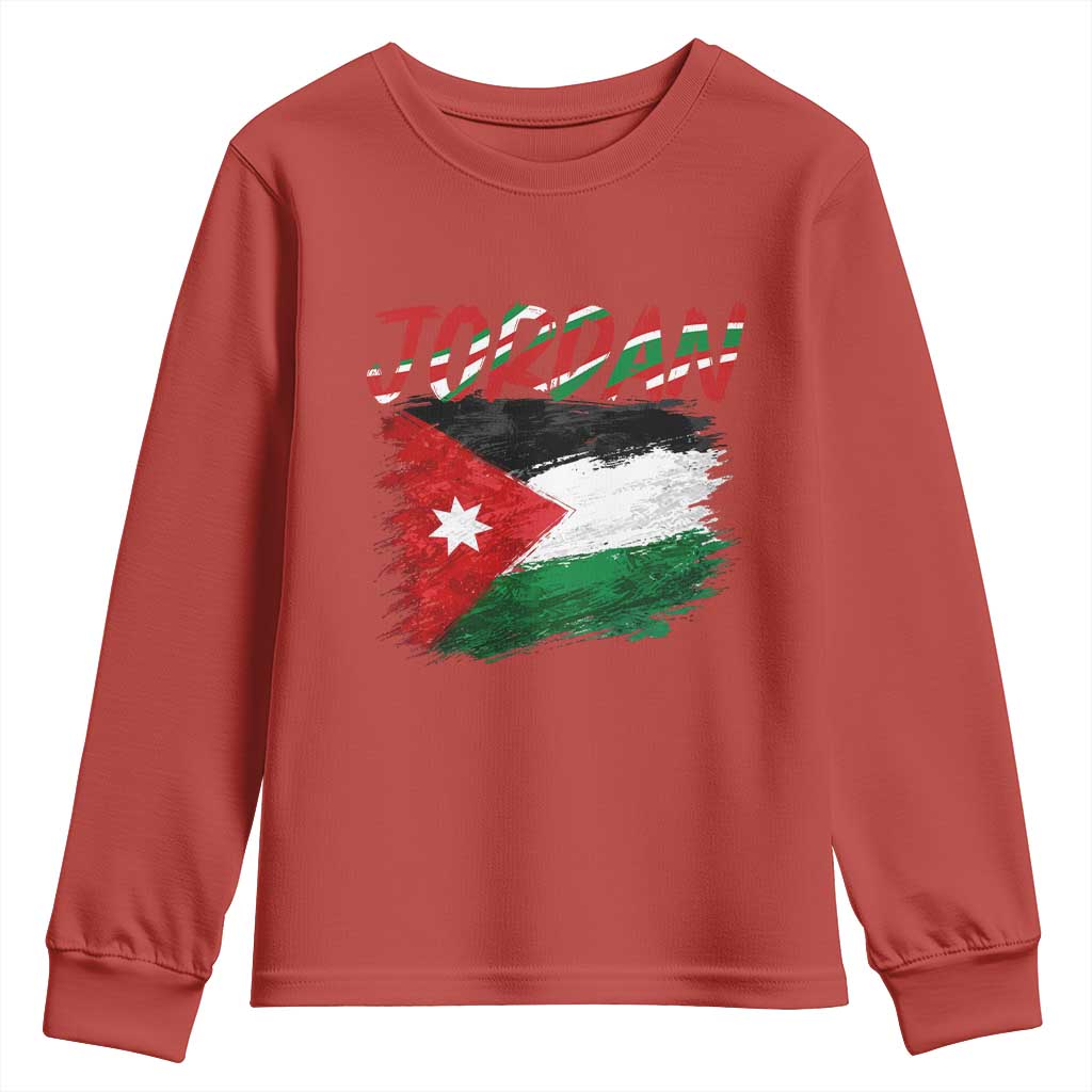 Vintage Jordan Pride Youth Sweatshirt Proud Jordanian Roots Gift TS12 Red Print Your Wear