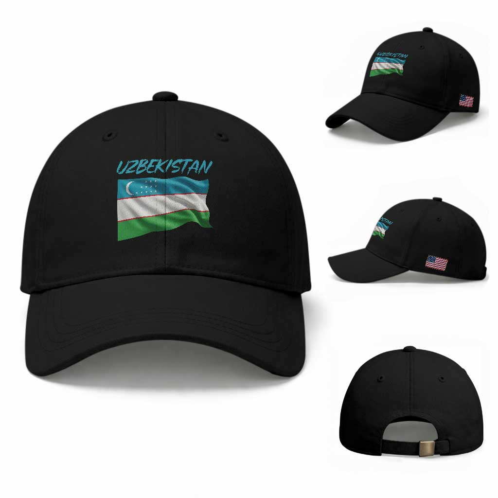 Vintage Uzbekistan Flag Baseball Cap Proud Uzbek Roots Gift TS12 Baseball Cap Universal Fit Black Print Your Wear