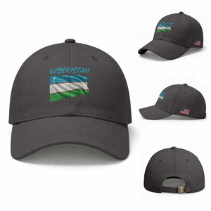 Vintage Uzbekistan Flag Baseball Cap Proud Uzbek Roots Gift TS12 Baseball Cap Universal Fit Dark Gray Print Your Wear