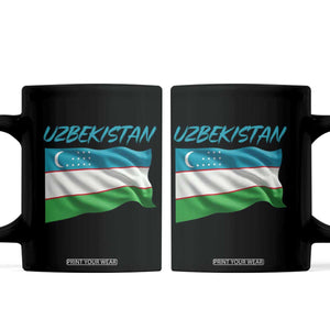 Vintage Uzbekistan Flag Coffee Mug Proud Uzbek Roots Gift TS12 Black Print Your Wear