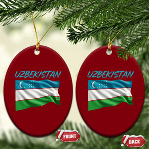 Vintage Uzbekistan Flag Ceramic Ornament Proud Uzbek Roots Gift TS12 Print Your Wear