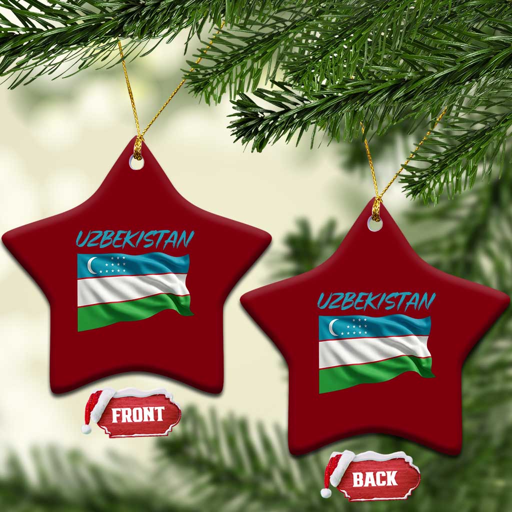 Vintage Uzbekistan Flag Ceramic Ornament Proud Uzbek Roots Gift TS12 Print Your Wear