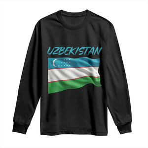 Vintage Uzbekistan Flag Long Sleeve Shirt Proud Uzbek Roots Gift TS12 Black Print Your Wear
