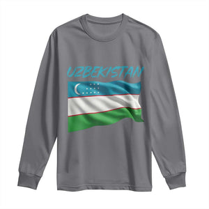 Vintage Uzbekistan Flag Long Sleeve Shirt Proud Uzbek Roots Gift TS12 Charcoal Print Your Wear