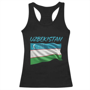 Vintage Uzbekistan Flag Racerback Tank Top Proud Uzbek Roots Gift TS12 Black Print Your Wear