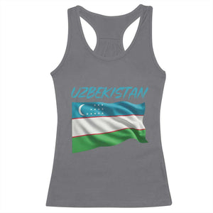 Vintage Uzbekistan Flag Racerback Tank Top Proud Uzbek Roots Gift TS12 Charcoal Print Your Wear
