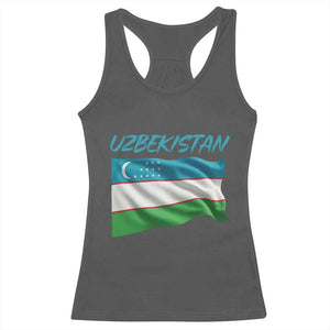 Vintage Uzbekistan Flag Racerback Tank Top Proud Uzbek Roots Gift TS12 Dark Heather Print Your Wear