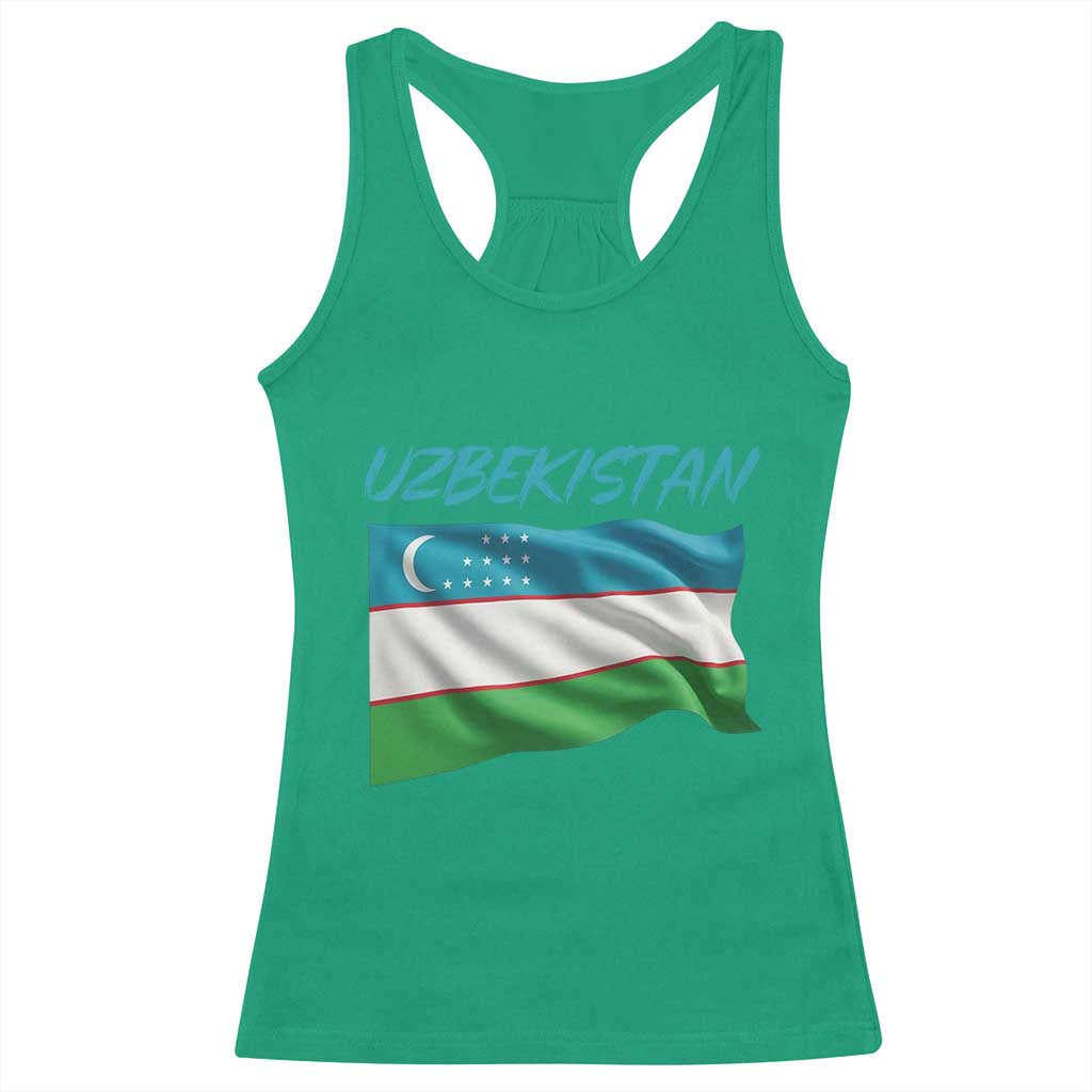 Vintage Uzbekistan Flag Racerback Tank Top Proud Uzbek Roots Gift TS12 Irish Green Print Your Wear