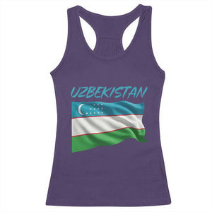 Vintage Uzbekistan Flag Racerback Tank Top Proud Uzbek Roots Gift TS12 Purple Print Your Wear