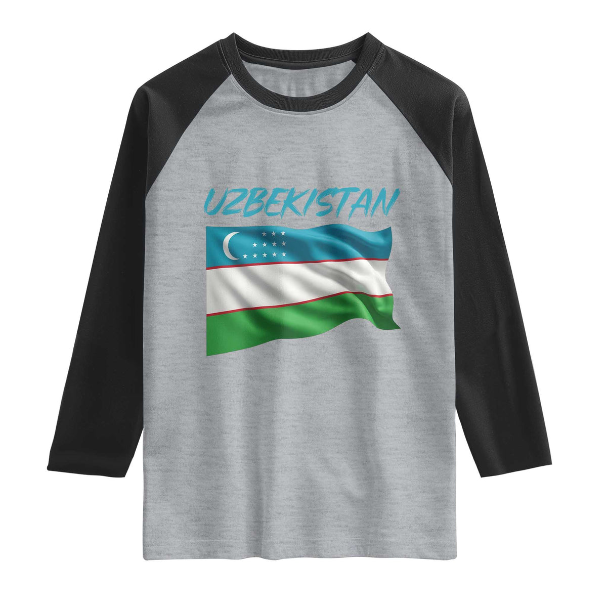 Vintage Uzbekistan Flag Raglan Shirt Proud Uzbek Roots Gift TS12 Heather Gray Black Print Your Wear