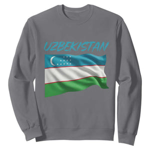 Vintage Uzbekistan Flag Sweatshirt Proud Uzbek Roots Gift TS12 Charcoal Print Your Wear