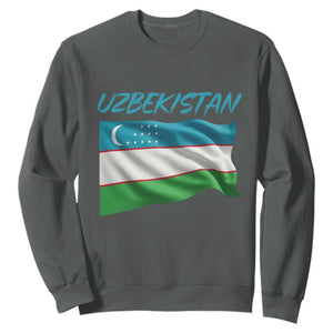 Vintage Uzbekistan Flag Sweatshirt Proud Uzbek Roots Gift TS12 Dark Heather Print Your Wear