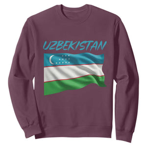 Vintage Uzbekistan Flag Sweatshirt Proud Uzbek Roots Gift TS12 Maroon Print Your Wear